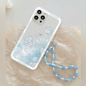 Cute Rabbit Pattern IPhone 13 Phone Case with Lanyard